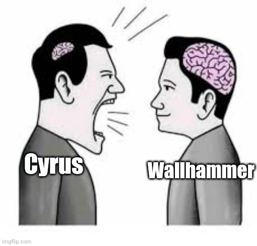 atp | Cyrus; Wallhammer | image tagged in small brain vs big brain | made w/ Imgflip meme maker