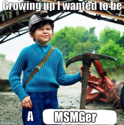 Growing up I wanted to be a X | MSMGer | image tagged in growing up i wanted to be a x | made w/ Imgflip meme maker