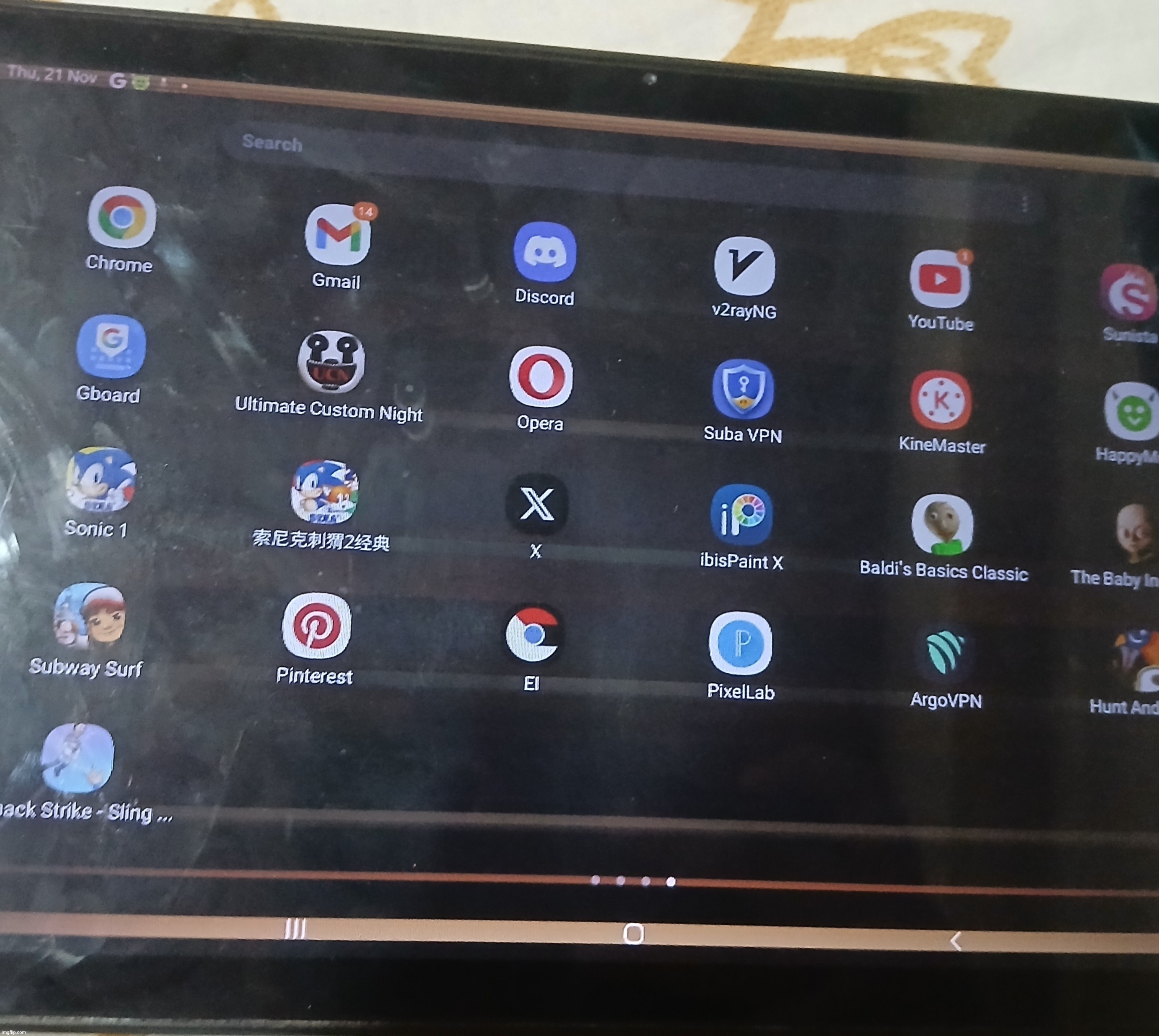 This is my old samsung tab a7, it has a broken lcd because I tried to lean it on a thin door and it fell | made w/ Imgflip meme maker