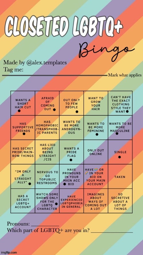 for some reason i want to be both masc and fem at the same time | image tagged in closeted lgbtq bingo | made w/ Imgflip meme maker