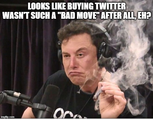 Can he buy Reddit next? | LOOKS LIKE BUYING TWITTER WASN'T SUCH A "BAD MOVE" AFTER ALL, EH? | image tagged in elon musk smoking a joint,memes,elon musk,twitter,x | made w/ Imgflip meme maker