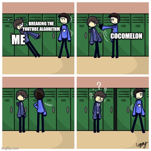 Lockers | BREAKING THE YOUTUBE ALGORITHM; COCOMELON; ME | image tagged in lockers | made w/ Imgflip meme maker