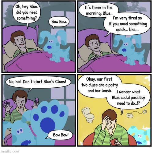 Blue's Clues | image tagged in blue's clues,dog,steve,clue,comics,comics/cartoons | made w/ Imgflip meme maker