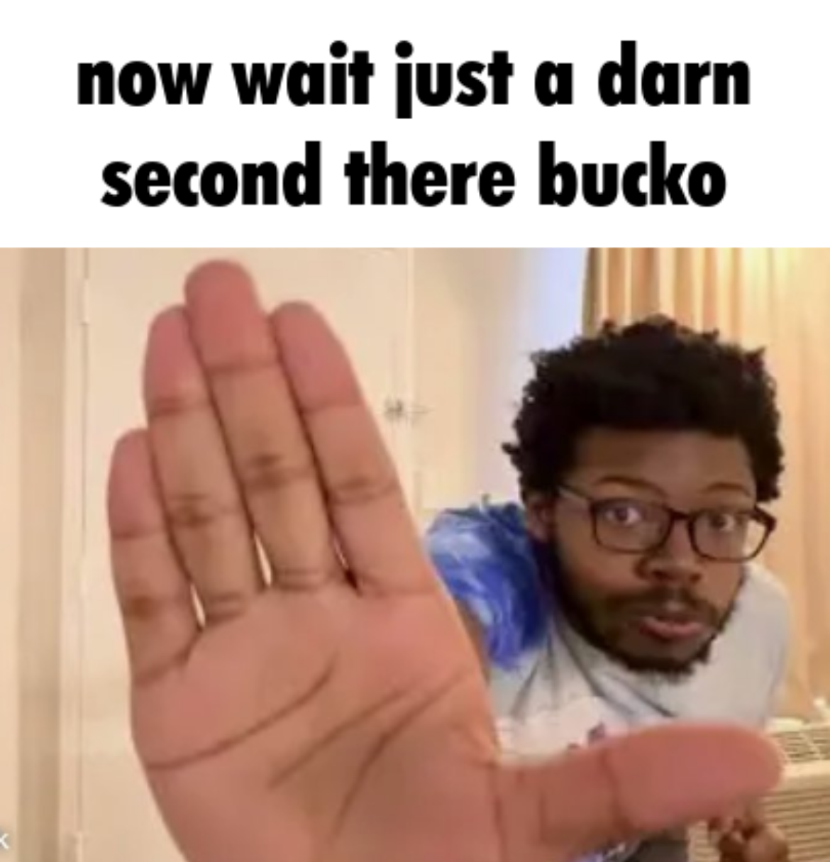 now wait a darn second there bucko Blank Meme Template