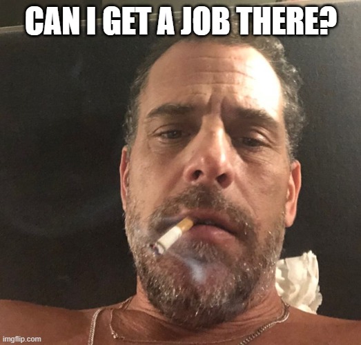 Hunter Biden | CAN I GET A JOB THERE? | image tagged in hunter biden | made w/ Imgflip meme maker