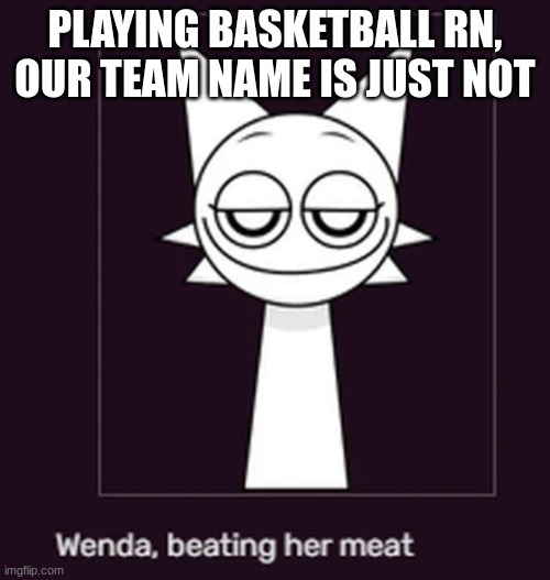 Smug ahh look | PLAYING BASKETBALL RN, OUR TEAM NAME IS JUST NOT | image tagged in smug ahh look | made w/ Imgflip meme maker