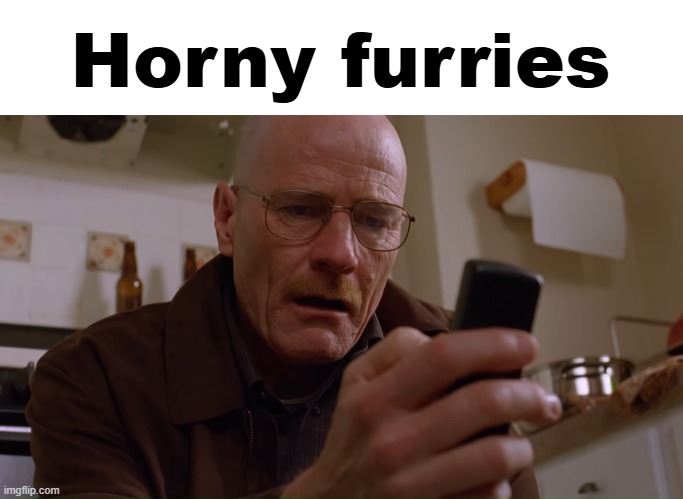 Walter White on his Phone | Horny furries | image tagged in walter white on his phone | made w/ Imgflip meme maker