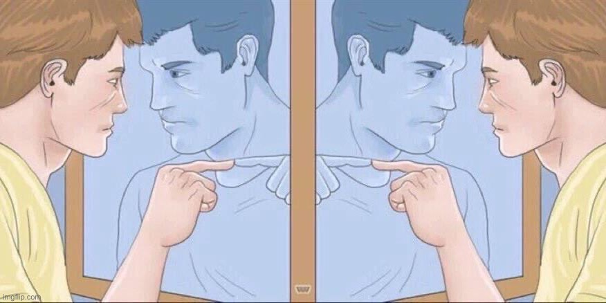 image tagged in pointing mirror guy | made w/ Imgflip meme maker
