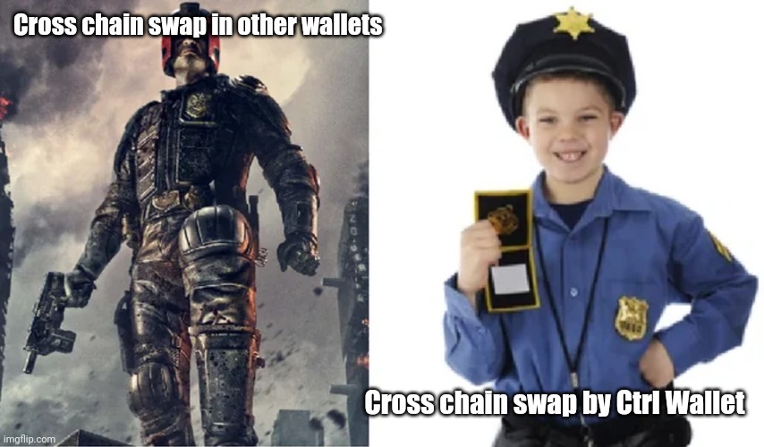 Before and after | Cross chain swap in other wallets; Cross chain swap by Ctrl Wallet | image tagged in by web3kio | made w/ Imgflip meme maker