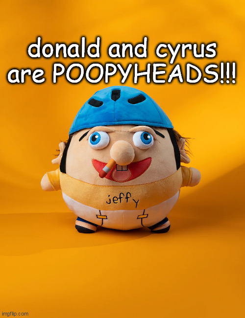 relax liberals its called dark humor | donald and cyrus are POOPYHEADS!!! | image tagged in rot | made w/ Imgflip meme maker