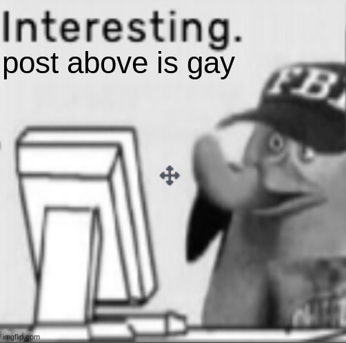 Interesting. | post above is gay | image tagged in interesting | made w/ Imgflip meme maker