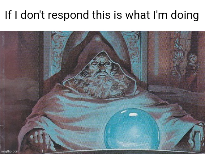 Pondering my Orb | If I don't respond this is what I'm doing | image tagged in pondering my orb | made w/ Imgflip meme maker