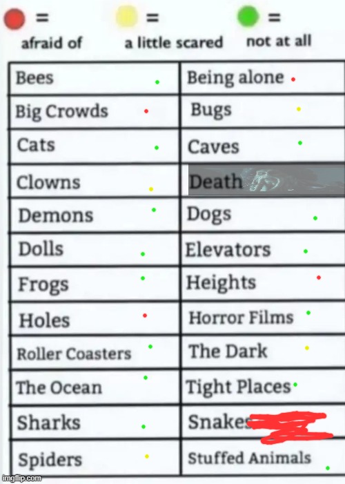 Things to be afraid of lol | image tagged in things to be afraid of lol | made w/ Imgflip meme maker