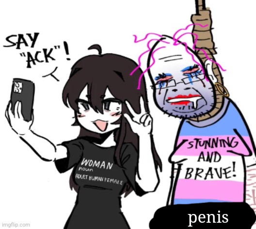 the fuck is this??? | penis | image tagged in wojak suicide/woman selfie | made w/ Imgflip meme maker