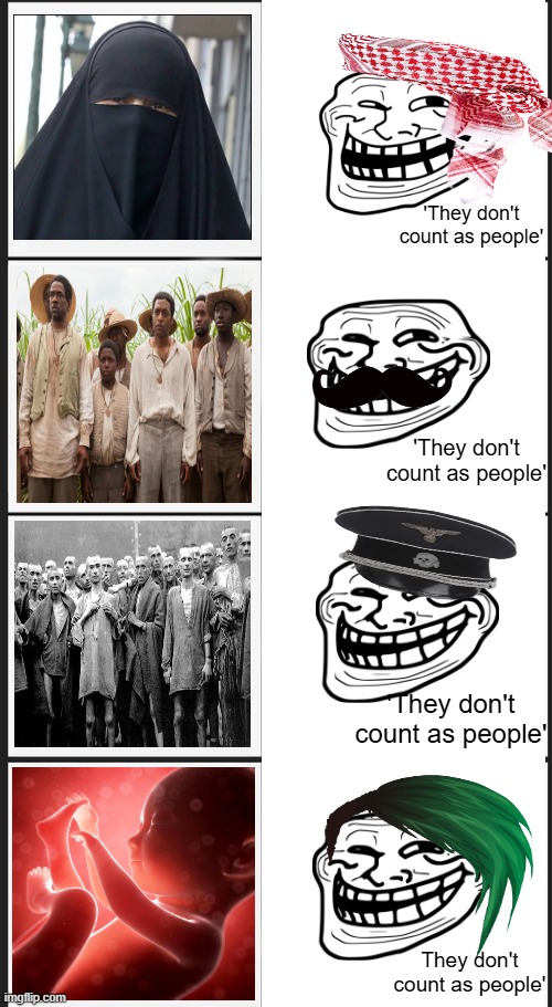 'They don't count as people'; 'They don't count as people'; 'They don't count as people'; They don't count as people' | image tagged in memes,panik kalm panik | made w/ Imgflip meme maker