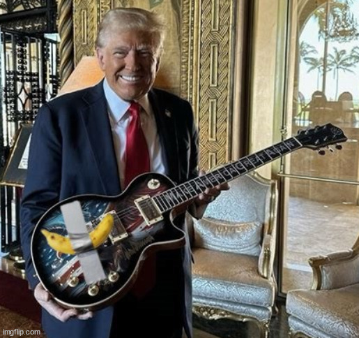 Trump's guitar sales were lagging | image tagged in trump's guitar sales were lagging,trump the artist called king of chinese junk,trump guitar has a peel,maga music | made w/ Imgflip meme maker