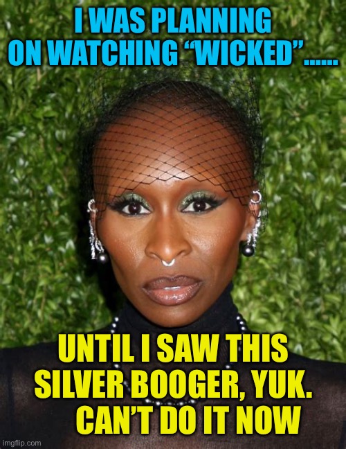 Silver nose booger, why? | I WAS PLANNING ON WATCHING “WICKED”……; UNTIL I SAW THIS SILVER BOOGER, YUK.       CAN’T DO IT NOW | image tagged in gifs,boogers,mystery,movie,piercings | made w/ Imgflip meme maker