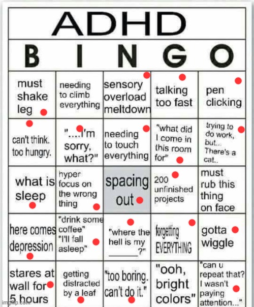 adhd succs | image tagged in adhd bingo,memes,meme,funny,adhd,depression | made w/ Imgflip meme maker