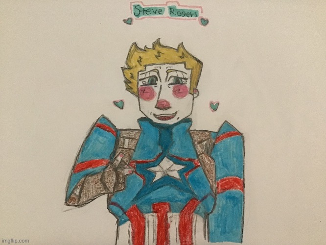 Steve Rogers (this is genuinely the best human I’ve drawn so far in all my art. also time it took to draw: 45 mins) | made w/ Imgflip meme maker