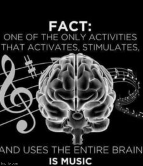 Music | image tagged in music,fun fact,brain | made w/ Imgflip meme maker