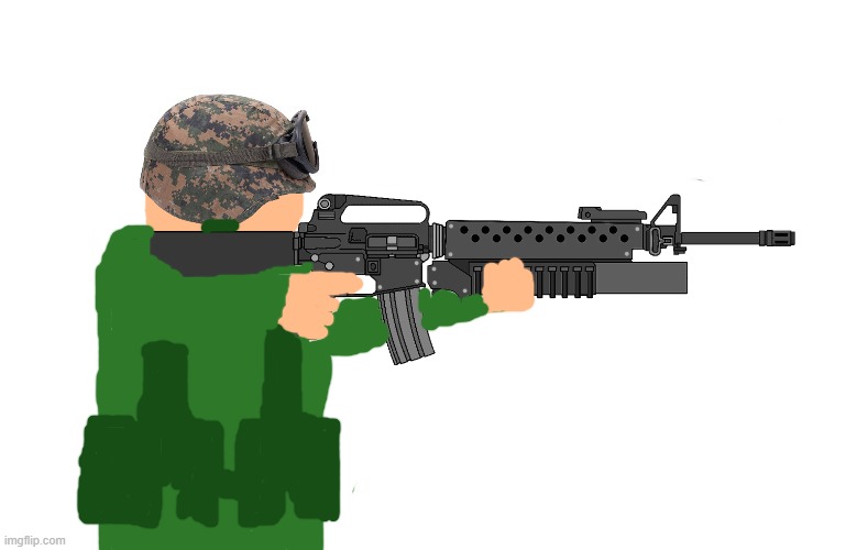 Drawing of a Soldier Aiming a Colt M16A32/M203(Drawed from ImgFlip Draw/Paint) | image tagged in drawing,sketch,military,m16,soldier,oc | made w/ Imgflip meme maker