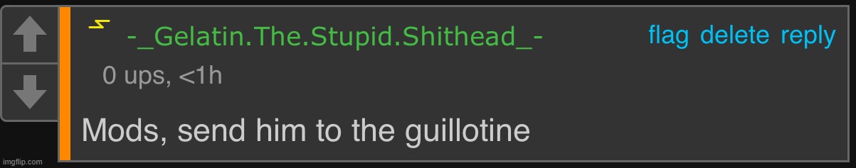 Mods, send him to the guillotine | image tagged in mods send him to the guillotine | made w/ Imgflip meme maker