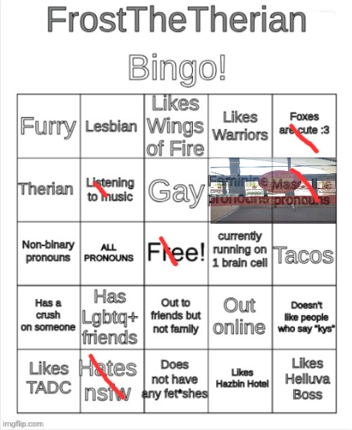 Frost the Therians bingo | image tagged in frost the therians bingo | made w/ Imgflip meme maker