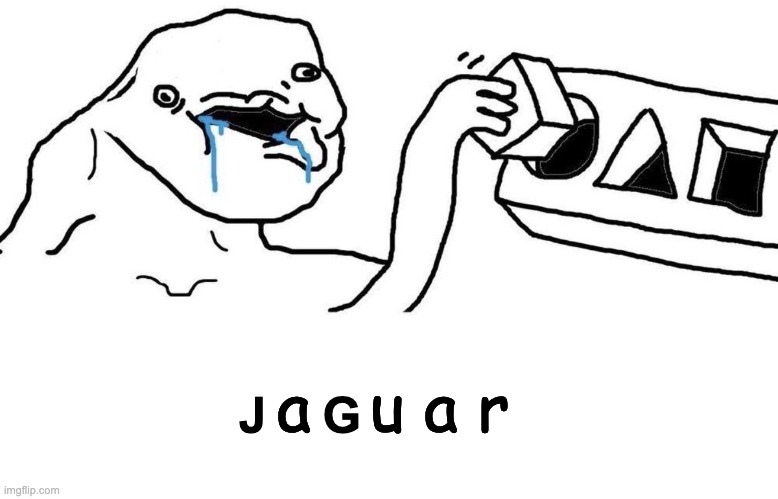 jaguar rebrand | J    G; a   u a r | image tagged in brainlet blocks | made w/ Imgflip meme maker