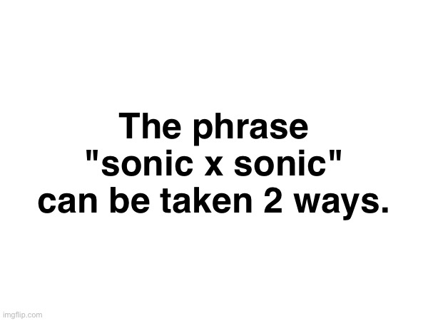 The phrase "sonic x sonic" can be taken 2 ways. | made w/ Imgflip meme maker