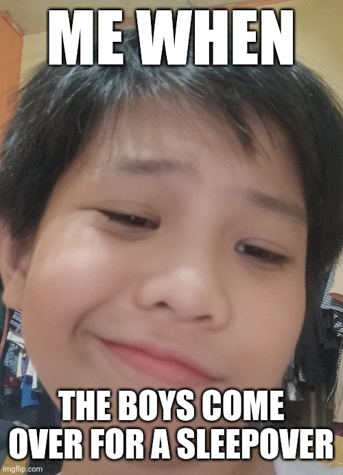 When The Boys Come Over | ME WHEN; THE BOYS COME OVER FOR A SLEEPOVER | image tagged in smug look | made w/ Imgflip meme maker