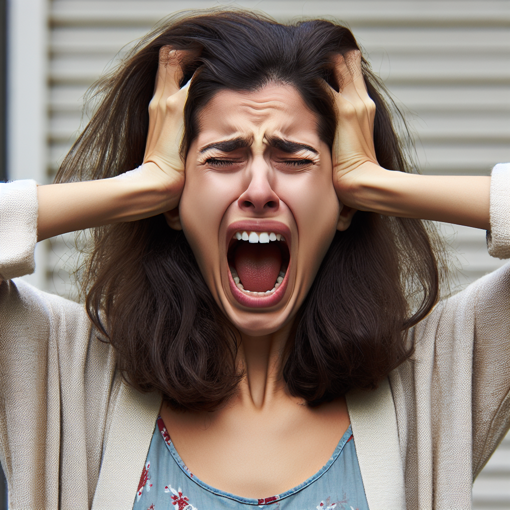 screaming woman covering ears Blank Meme Template