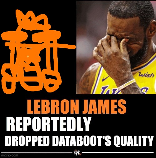 go go gadget pixel reducer | DROPPED DATABOOT'S QUALITY | image tagged in lebron james reportedly | made w/ Imgflip meme maker