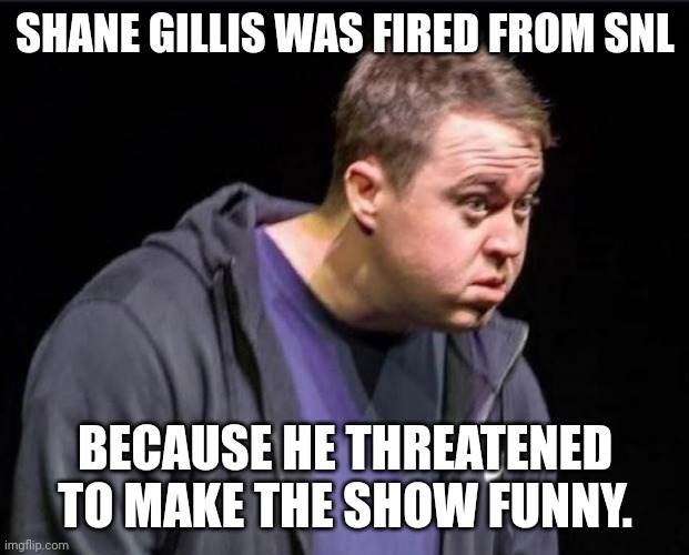 Politics becomes culture. That's why I posted this here. | SHANE GILLIS WAS FIRED FROM SNL; BECAUSE HE THREATENED TO MAKE THE SHOW FUNNY. | image tagged in shane gillis | made w/ Imgflip meme maker