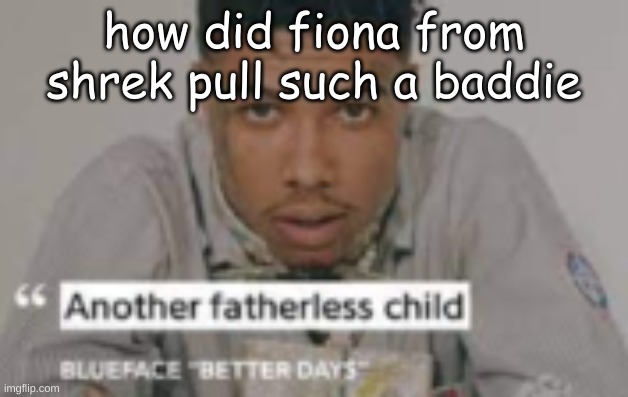 another fatherless child | how did fiona from shrek pull such a baddie | image tagged in another fatherless child | made w/ Imgflip meme maker