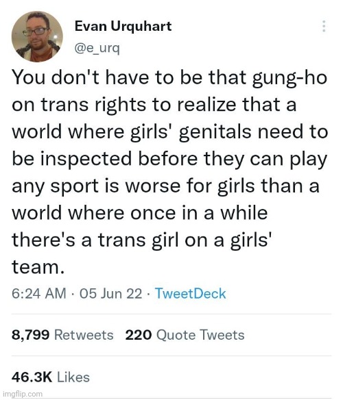 Not made by me | image tagged in sports,girls,transphobia,creepy republicans | made w/ Imgflip meme maker