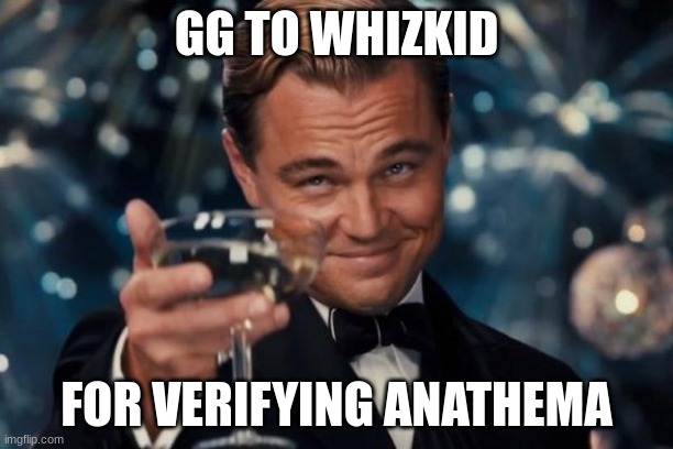 gg man | GG TO WHIZKID; FOR VERIFYING ANATHEMA | image tagged in memes,leonardo dicaprio cheers,gd,whizkid,new top 10 question mark | made w/ Imgflip meme maker