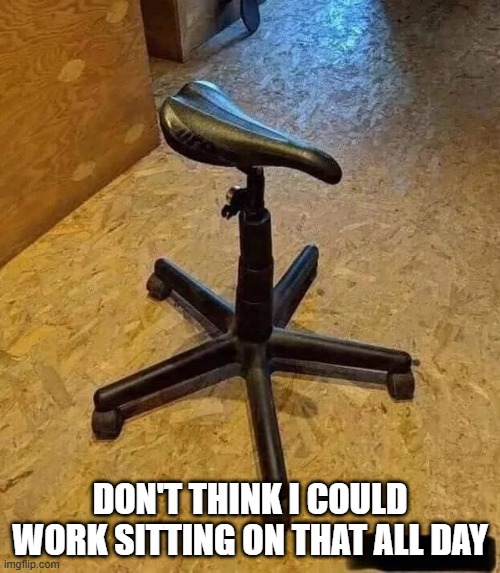 Tough Seat | DON'T THINK I COULD WORK SITTING ON THAT ALL DAY | image tagged in unsee juice | made w/ Imgflip meme maker