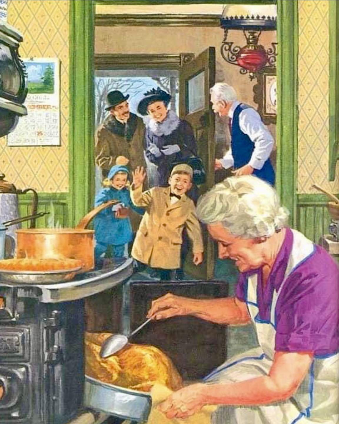 grandma cooking turkey Blank Meme Template