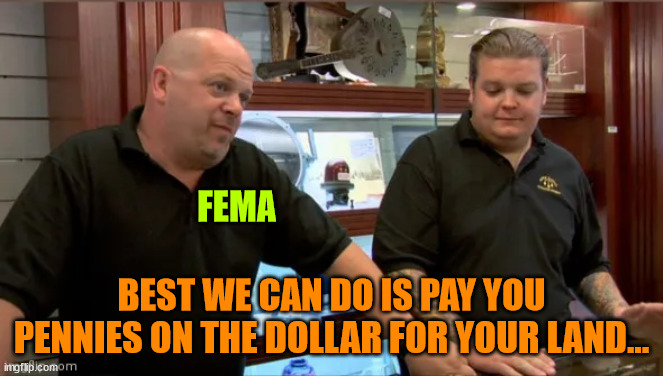 best we can do | FEMA BEST WE CAN DO IS PAY YOU PENNIES ON THE DOLLAR FOR YOUR LAND... | image tagged in best we can do | made w/ Imgflip meme maker