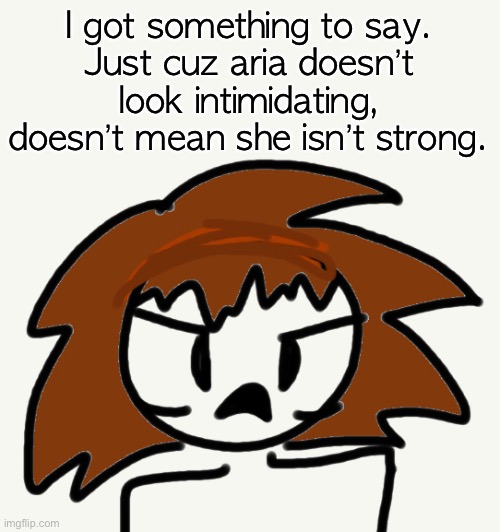 Plus evander just looks intimidating cuz his armor | I got something to say.
Just cuz aria doesn’t look intimidating, doesn’t mean she isn’t strong. | made w/ Imgflip meme maker