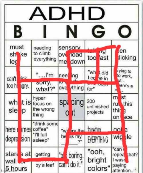 I dont have adhd btw, just wanted to do this for fun | image tagged in adhd bingo | made w/ Imgflip meme maker