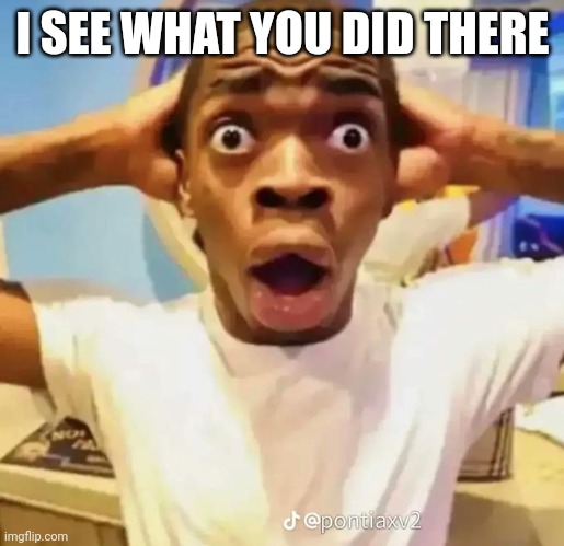 Shocked black guy | I SEE WHAT YOU DID THERE | image tagged in shocked black guy | made w/ Imgflip meme maker