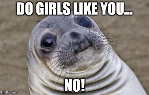 Awkward Moment Sealion Meme | DO GIRLS LIKE YOU... NO! | image tagged in memes,awkward moment sealion | made w/ Imgflip meme maker