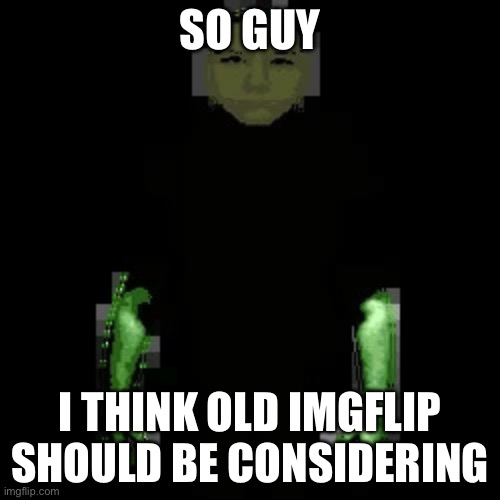 Garn47 (V2) | SO GUY; I THINK OLD IMGFLIP SHOULD BE CONSIDERING | image tagged in garn47 v2 | made w/ Imgflip meme maker