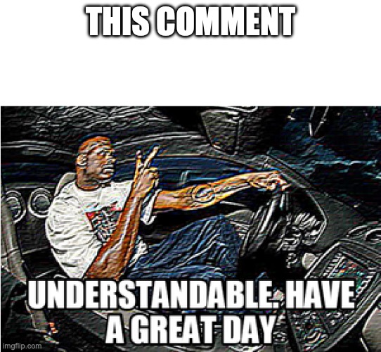 UNDERSTANDABLE, HAVE A GREAT DAY | THIS COMMENT | image tagged in understandable have a great day | made w/ Imgflip meme maker