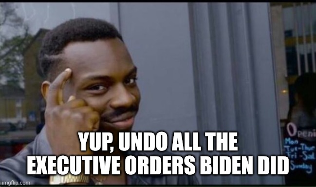 Thinking Black Man | YUP, UNDO ALL THE EXECUTIVE ORDERS BIDEN DID | image tagged in thinking black man | made w/ Imgflip meme maker