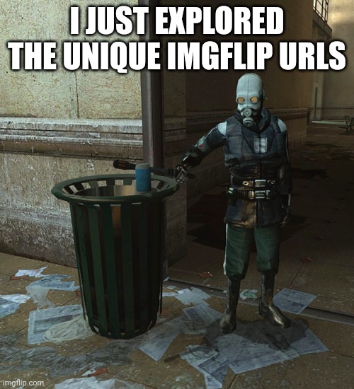They were obtainable in 2011, just type a letter after the /i/ | I JUST EXPLORED THE UNIQUE IMGFLIP URLS | image tagged in half life 2 pick up that can | made w/ Imgflip meme maker