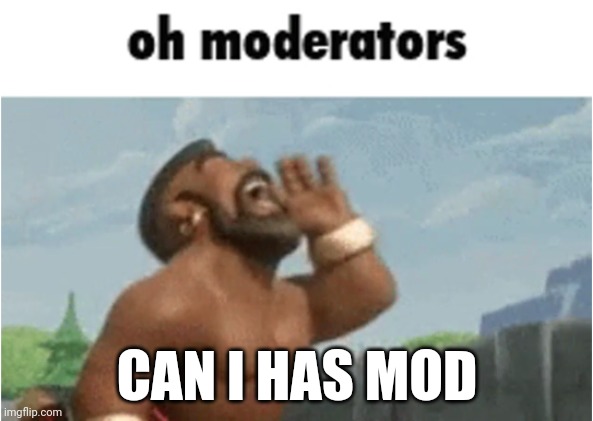 OH MODERATORS | CAN I HAS MOD | image tagged in oh moderators | made w/ Imgflip meme maker