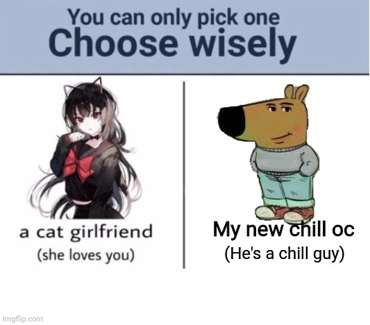 Choose wisely | My new chill oc; (He's a chill guy) | image tagged in choose wisely | made w/ Imgflip meme maker