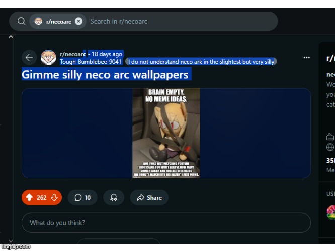 one of my old neco arc memes made it on the neco arc subreddit i feel honored | made w/ Imgflip meme maker